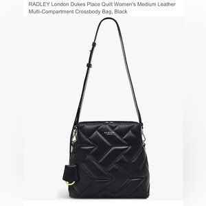 Easley London Dukes Place Quilt MD Leather Multi Compartment C/B. Black/Gold.